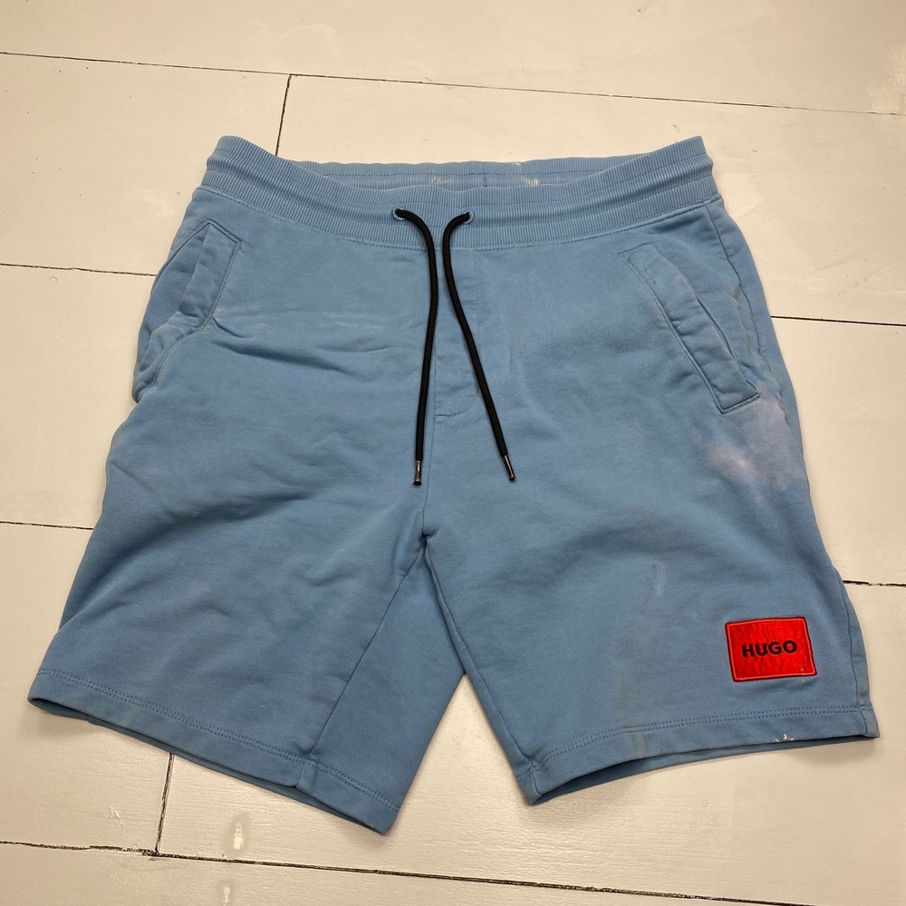 HUGO Hugo Boss Sweat Shorts Mens Size M Blue French Terry Logo Gym Loungewear
